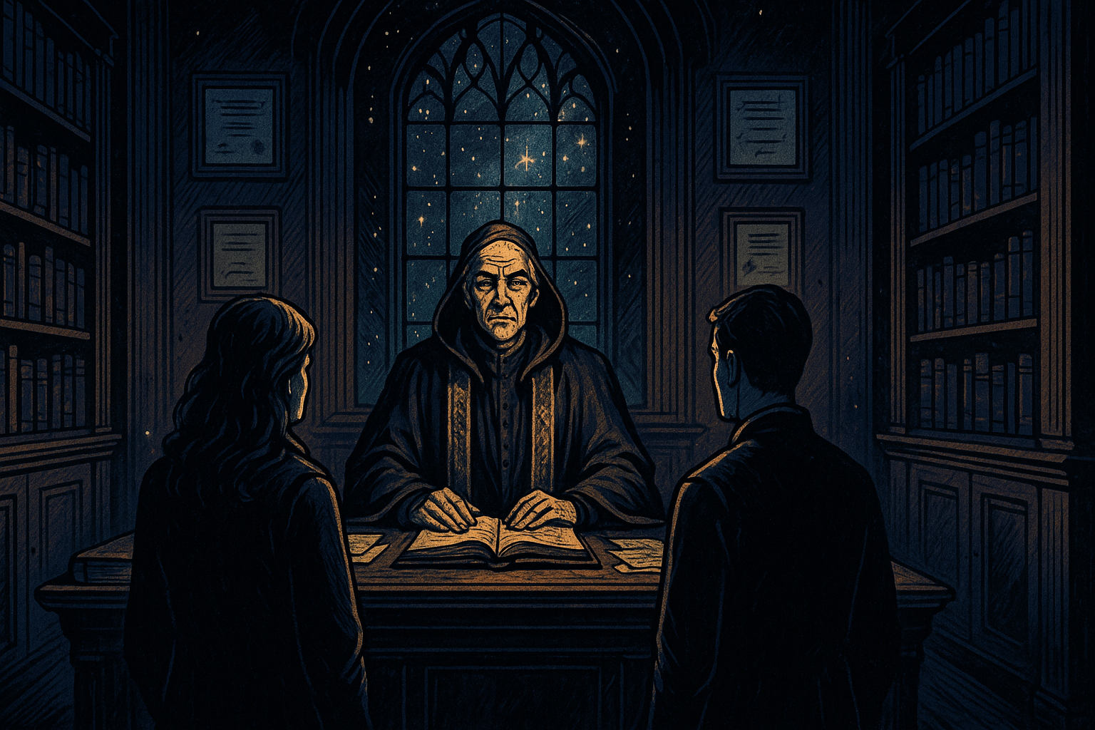 The Hierophant tarot card showing a religious figure in ornate robes seated between two pillars, holding symbolic keys