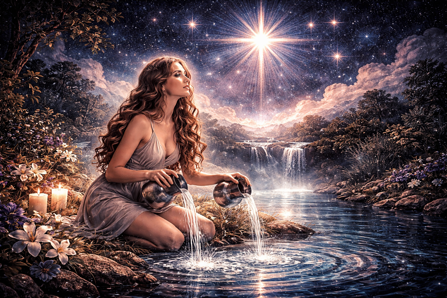 The Star tarot card showing a figure pouring water under starlight, representing healing after trauma